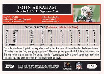 2005 Topps #150 John Abraham Back