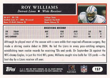 2005 Topps #157 Roy Williams Back