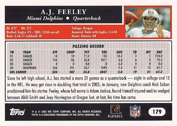 2005 Topps #179 A.J. Feeley Back