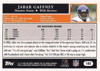 2005 Topps #182 Jabar Gaffney Back