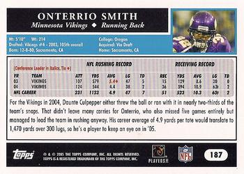 2005 Topps #187 Onterrio Smith Back