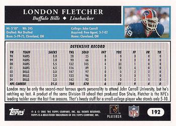 2005 Topps #192 London Fletcher Back