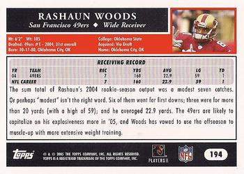 2005 Topps #194 Rashaun Woods Back
