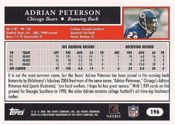 2005 Topps #196 Adrian Peterson Back