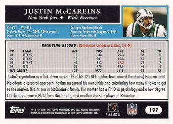 2005 Topps #197 Justin McCareins Back
