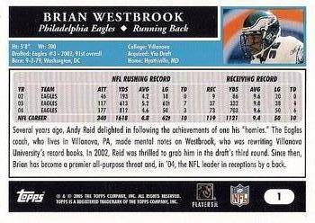 2005 Topps #1 Brian Westbrook Back