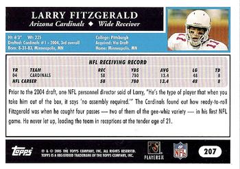 2005 Topps #207 Larry Fitzgerald Back