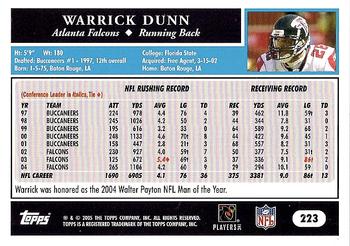 2005 Topps #223 Warrick Dunn Back