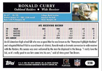2005 Topps #228 Ronald Curry Back