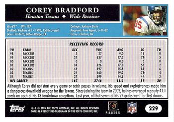 2005 Topps #229 Corey Bradford Back