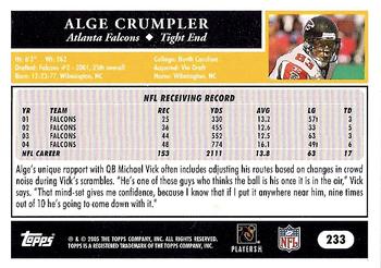 2005 Topps #233 Alge Crumpler Back
