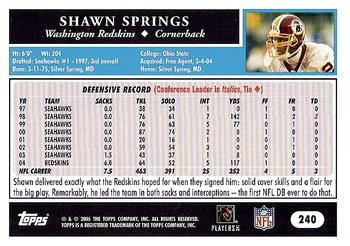 2005 Topps #240 Shawn Springs Back