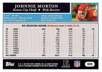 2005 Topps #242 Johnnie Morton Back