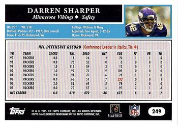 2005 Topps #249 Darren Sharper Back