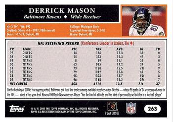 2005 Topps #263 Derrick Mason Back