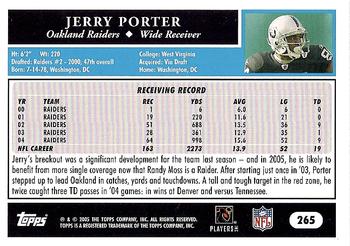 2005 Topps #265 Jerry Porter Back