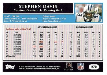 2005 Topps #270 Stephen Davis Back