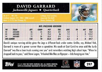 2005 Topps #297 David Garrard Back