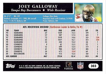 2005 Topps #303 Joey Galloway Back