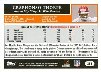 2005 Topps #388 Craphonso Thorpe Back