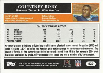 2005 Topps #430 Courtney Roby Back