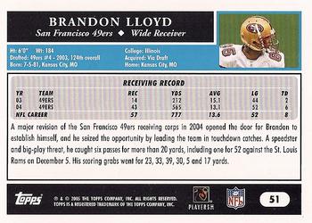2005 Topps #51 Brandon Lloyd Back