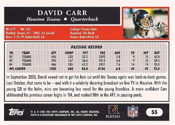2005 Topps #55 David Carr Back