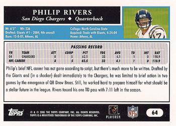 2005 Topps #64 Philip Rivers Back
