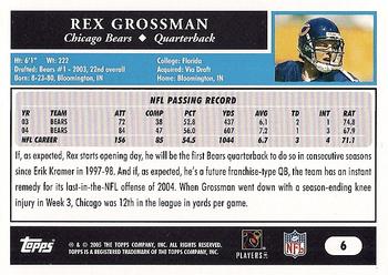 2005 Topps #6 Rex Grossman Back