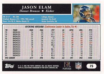 2005 Topps #75 Jason Elam Back