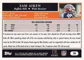 2005 Topps #78 Sam Aiken Back