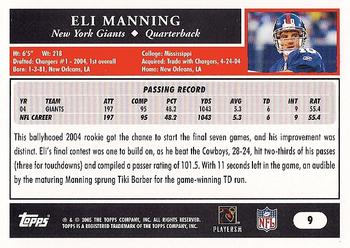 2005 Topps #9 Eli Manning Back