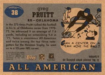 2005 Topps All American #36 Greg Pruitt Back