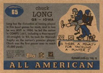 2005 Topps All American #65 Chuck Long Back