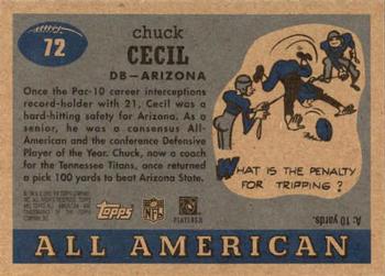 2005 Topps All American #72 Chuck Cecil Back