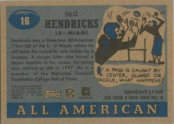 2005 Topps All American #16 Ted Hendricks Back