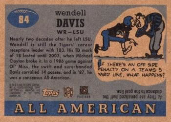 2005 Topps All American #84 Wendell Davis Back