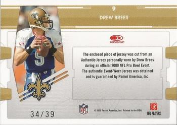 2009 Playoff Absolute Memorabilia - Tools of the Trade Material Black Spectrum #9 Drew Brees Back