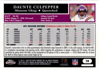 2005 Topps Chrome #10 Daunte Culpepper Back