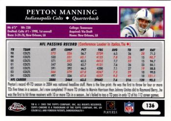 2005 Topps Chrome #136 Peyton Manning Back