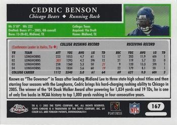 2005 Topps Chrome #167 Cedric Benson Back