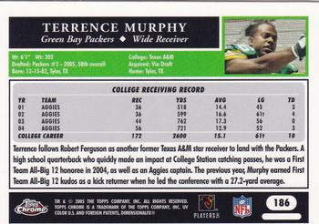 2005 Topps Chrome #186 Terrence Murphy Back