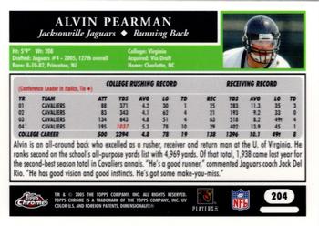 2005 Topps Chrome #204 Alvin Pearman Back