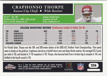 2005 Topps Chrome #226 Craphonso Thorpe Back
