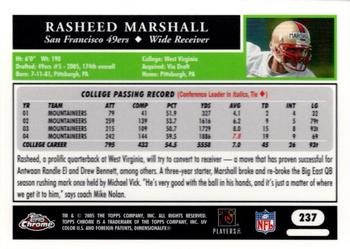 2005 Topps Chrome #237 Rasheed Marshall Back