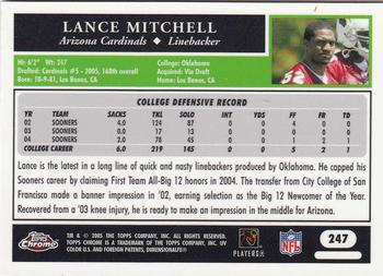 2005 Topps Chrome #247 Lance Mitchell Back