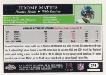 2005 Topps Chrome #249 Jerome Mathis Back