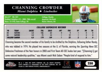 2005 Topps Chrome #258 Channing Crowder Back