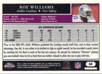 2005 Topps Chrome #63 Roy Williams Back