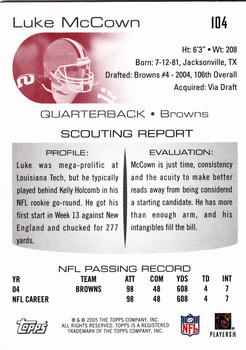2005 Topps Draft Picks & Prospects #104 Luke McCown Back